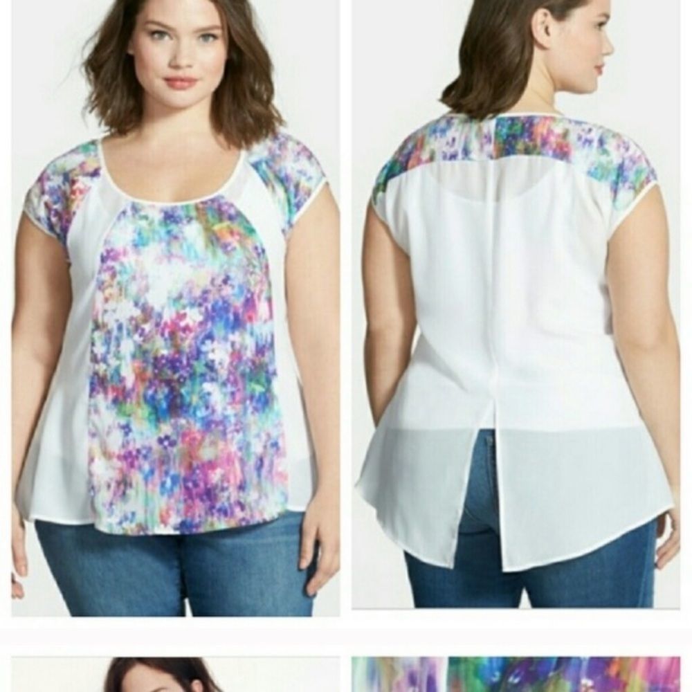 City Chic Garden Floral Top Sz 16 - Picture 6 of 11